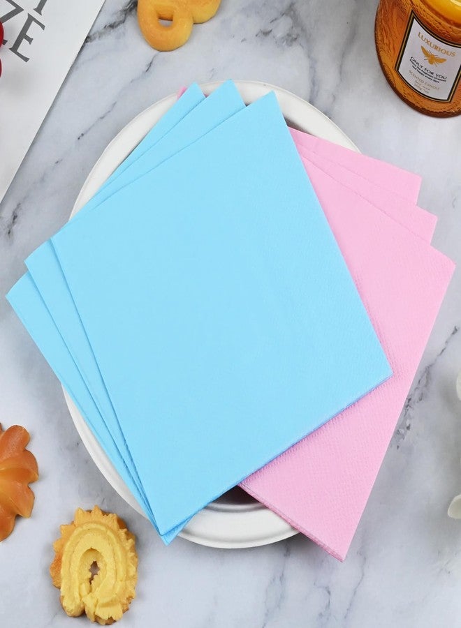 pyntop Gender Reveal Cocktail Napkins - 100Pack Blue and Pink Cocktail Napkin for Gender Reveal Party, 5Inch Disposable Beverage Napkins, Baby Shower Napkin Decorations, Boy or Girl Themed Party Supplies - Image 4